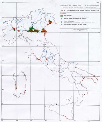 TAVOLA V - aree risultanti dall' intersezione delle varie carte tematiche, suscettibili di insediamento di impianti nucleari